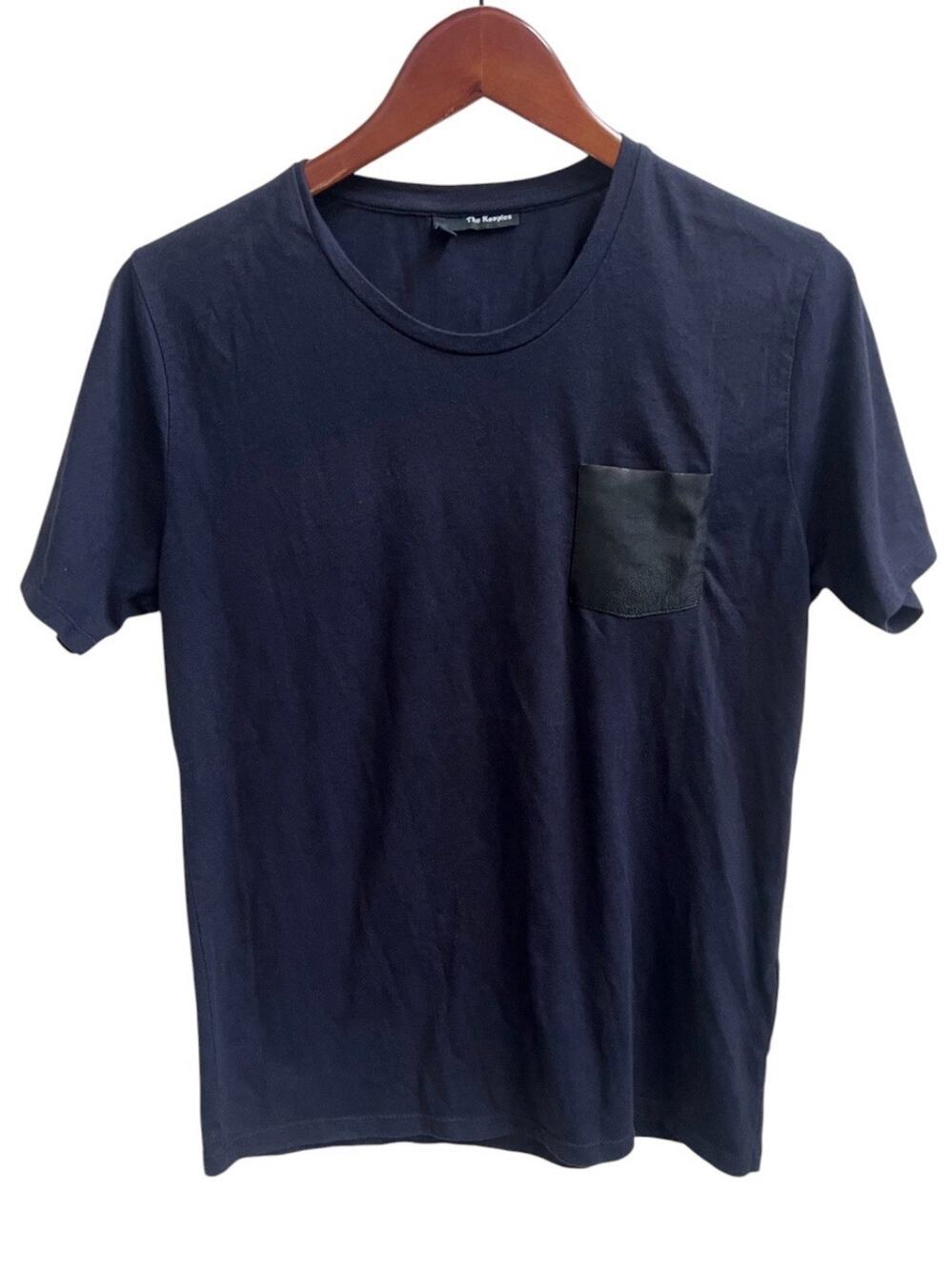 THE KOOPLES Leather Pocket Navy Blue Cotton Short Slv T Shirt Mens Sz M